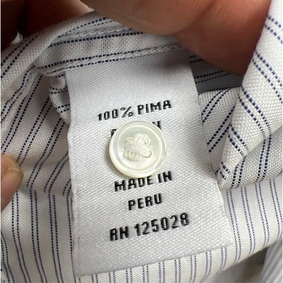 Psycho Bunny Double Pinstripe Single Needle White & Blue Button Up Shirt Size S - Picture 11 of 12